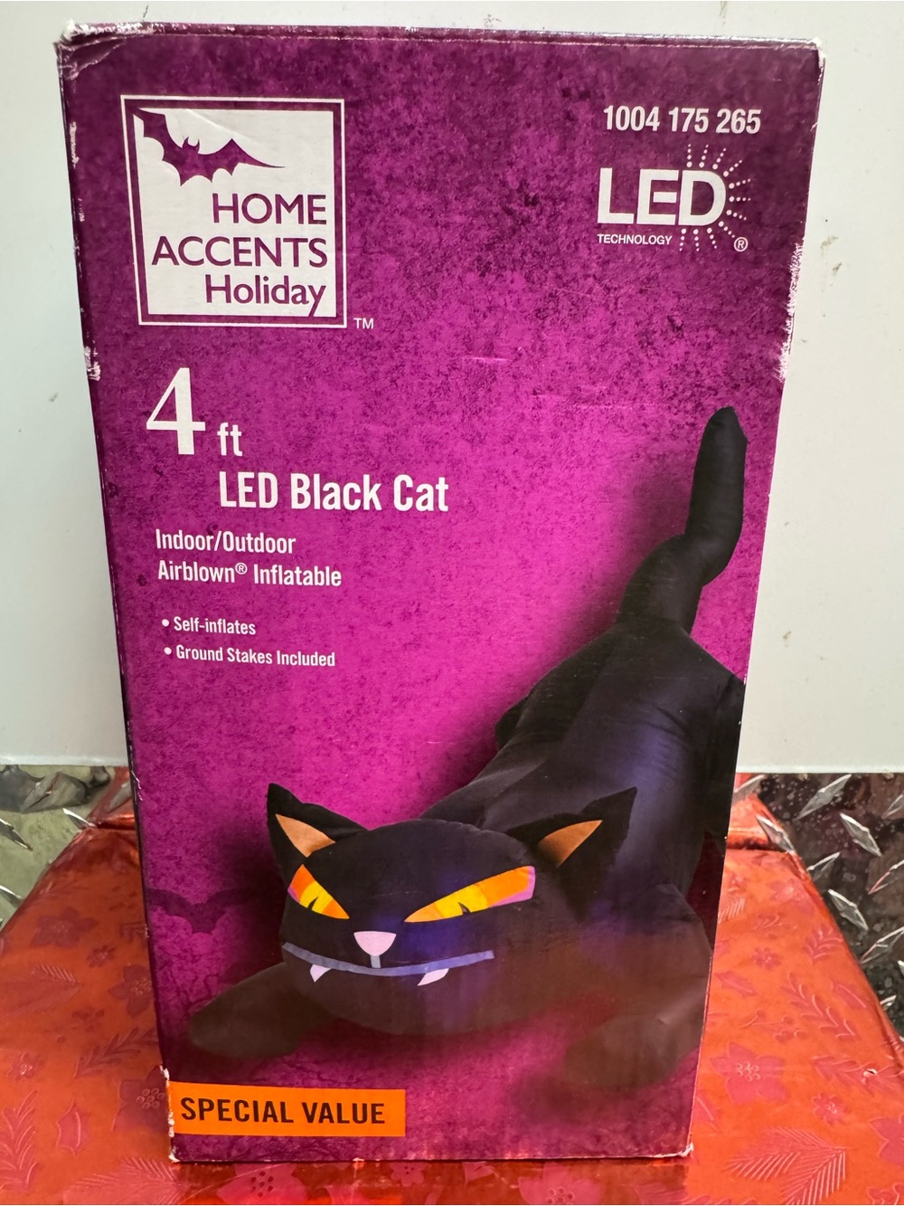Home Accents Holiday Black LED Inflatable Cat - 4 ft